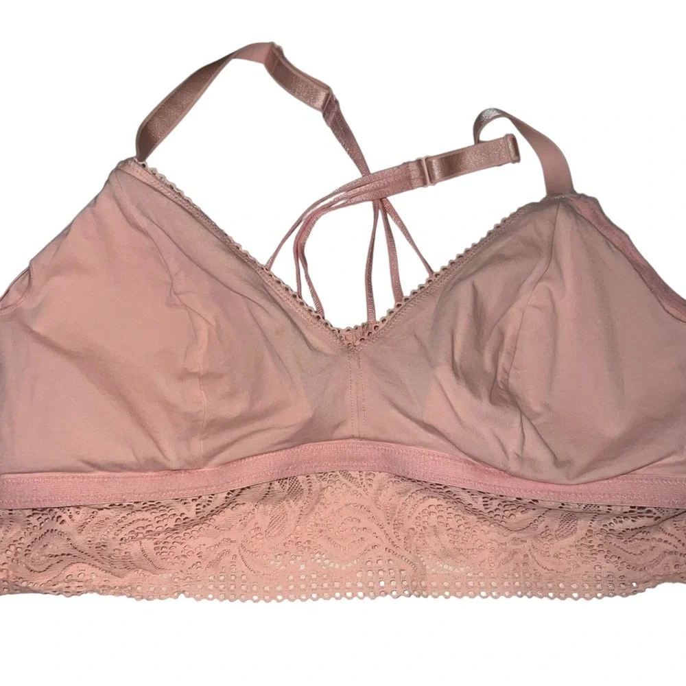 Auden Lace Crisscrossed Back Longline Bralette XL Lace V Neck